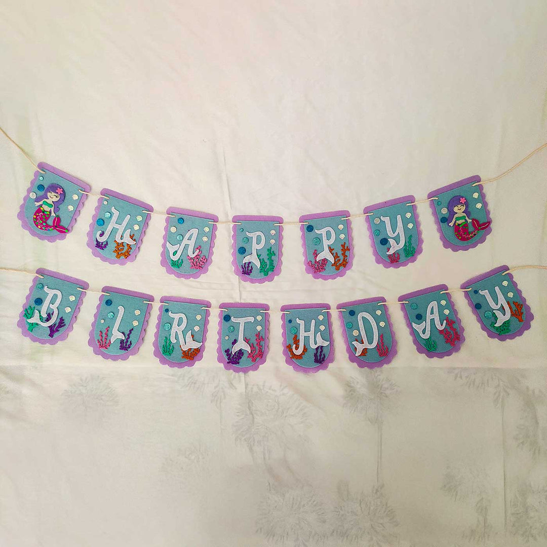 Handmade Mermaid Theme Felt Happy Birthday Banner