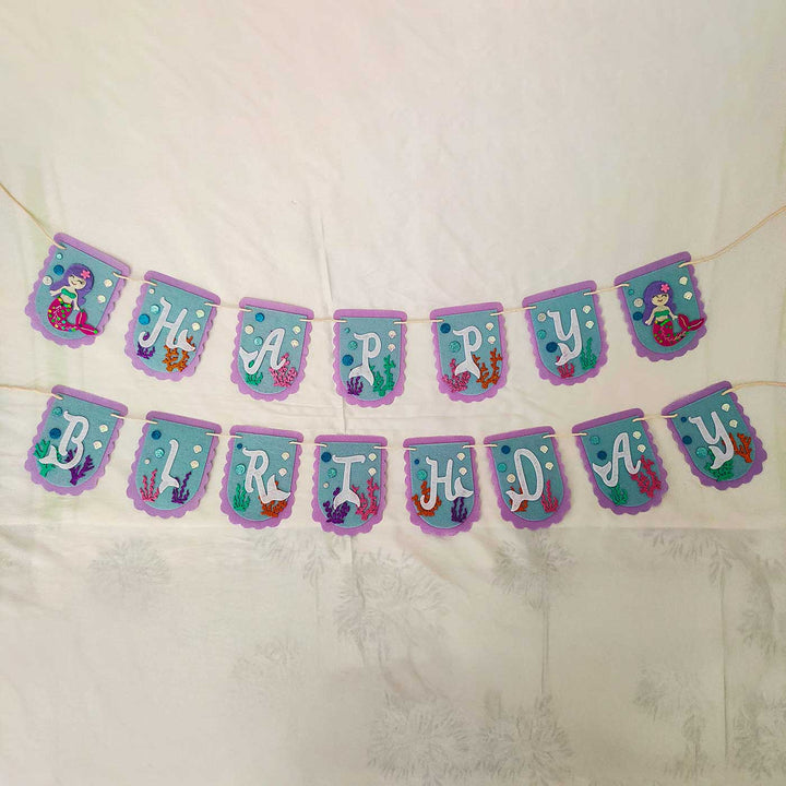 Handmade Mermaid Theme Felt Happy Birthday Banner
