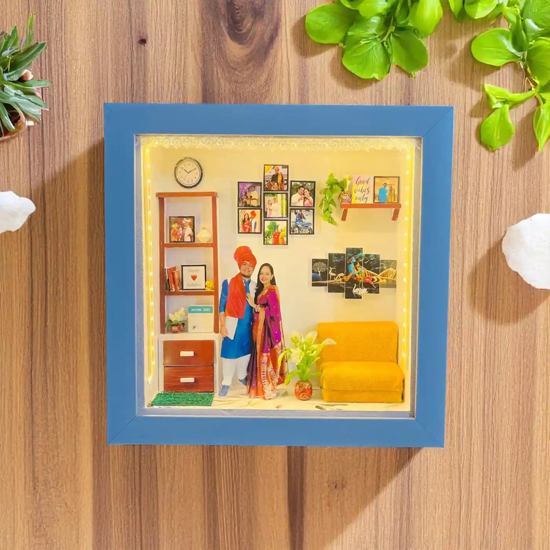 12 x 12 Inches | Photo Personalized Handmade Anniversary Theme MDF Wood Decorative Plaque With Lights