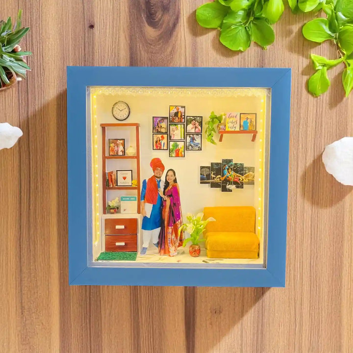 12 x 12 Inches | Photo Personalized Handmade Anniversary Theme MDF Wood Decorative Plaque With Lights