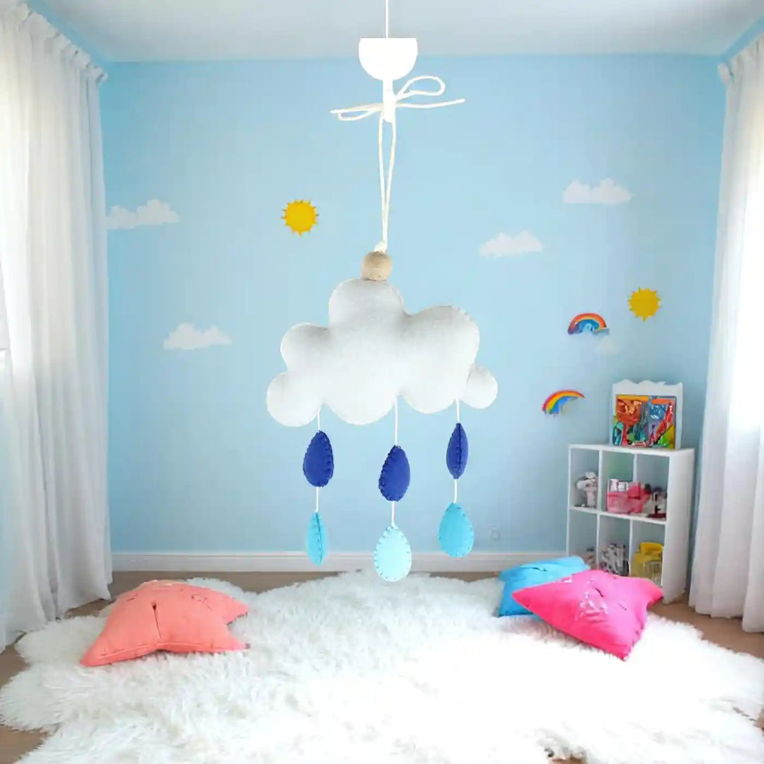 Handmade Rain Cloud Felt Hanging For Kids