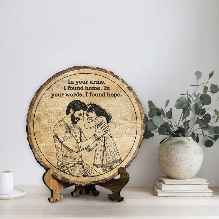 Personalized Hand Carved Engraved Dad And Daughter Theme Wooden Decorative Plaque