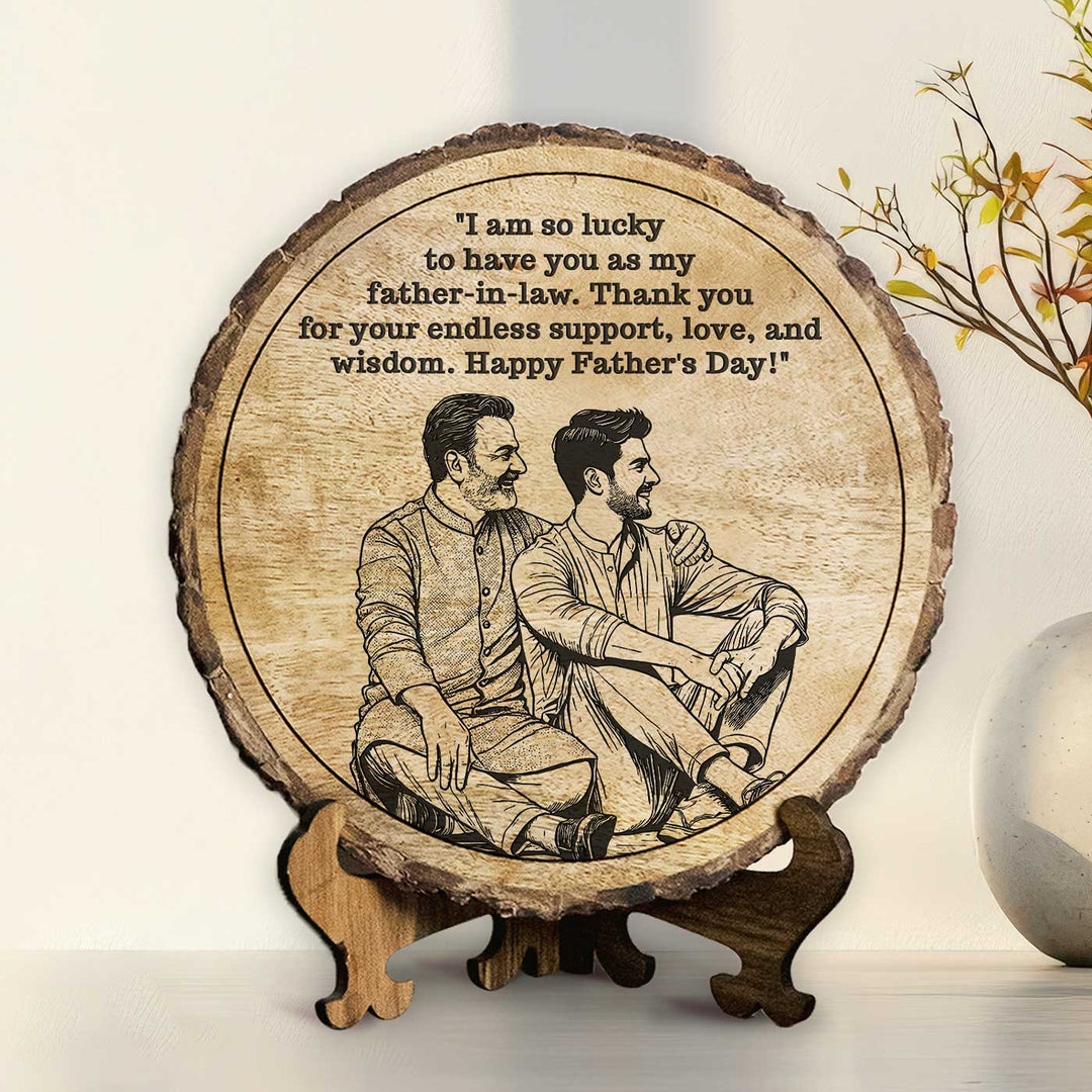 Personalized Hand Carved Engraved Dad And Son Theme Wooden Decorative Plaque