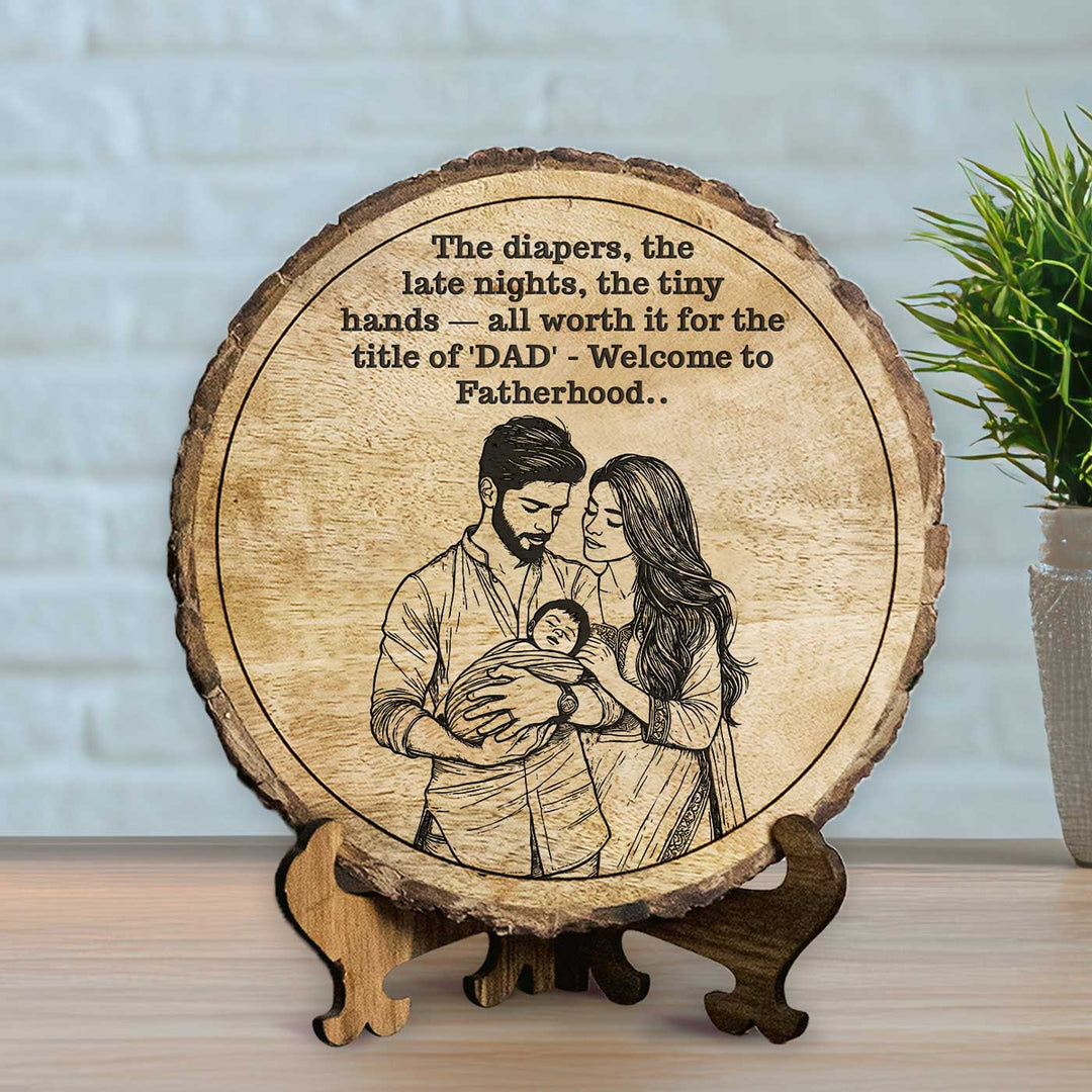 Personalized Hand Carved Engraved New Parents Theme Wooden Decorative Plaque