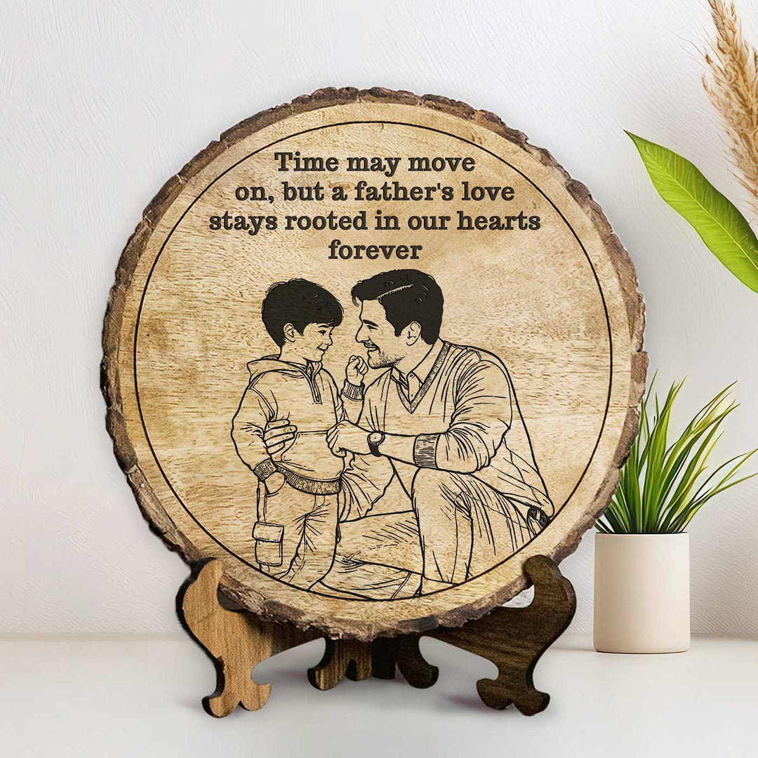 Personalized Hand Carved Engraved Dad And Son Theme Wooden Decorative Plaque