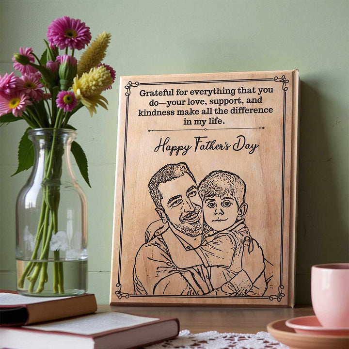 Personalized Hand Carved Engraved Father's Day Theme Wooden Decorative Plaque