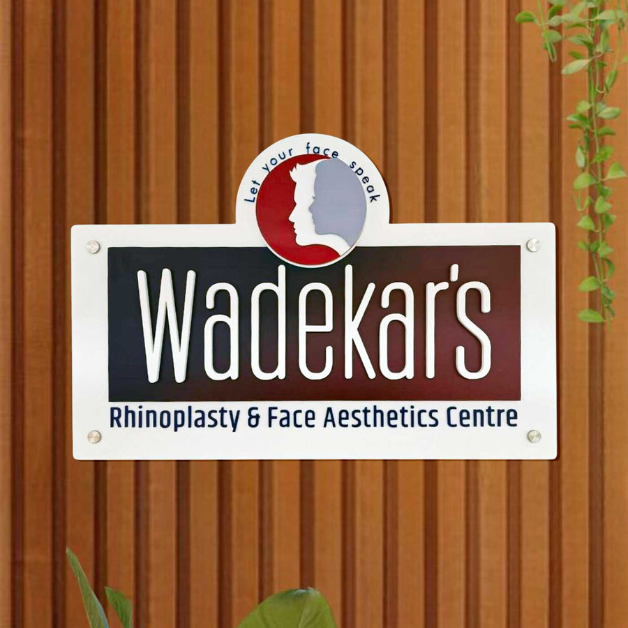 Personalized Profession Theme Acrylic Name Plate - Front View Mounted on Wooden Wall