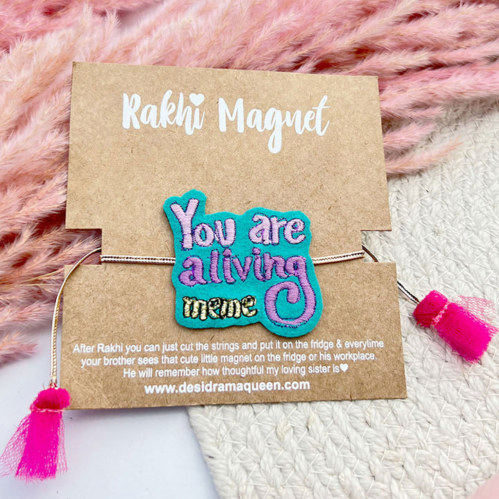 Handmade You Are A Living Meme Felt Rakhi For Brother - Product on Display Card