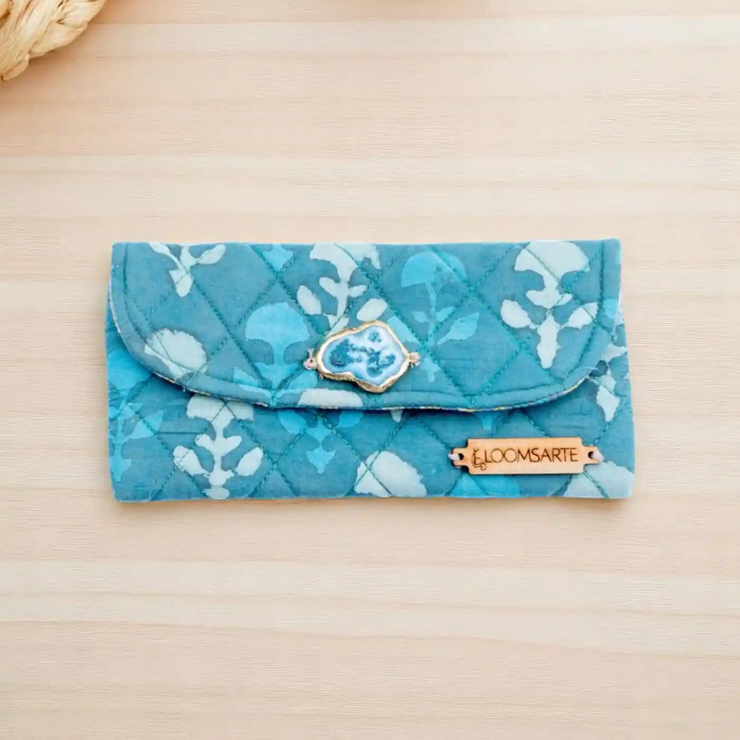 Green Lagoon Cotton Sleek & Durable Ecofriendly Spectacle Case With Agate Accent | 7 x 3.75 inch