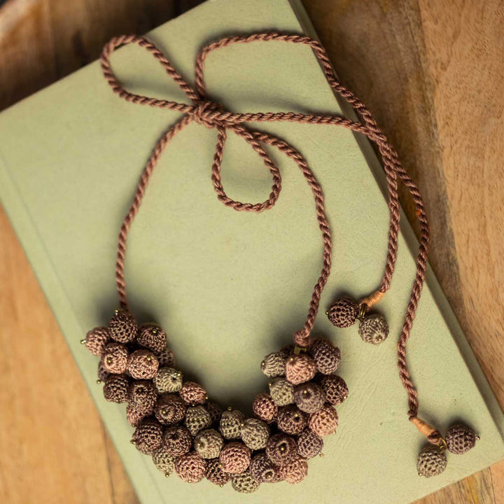 Handmade Crochet Brown Guldasta Necklace