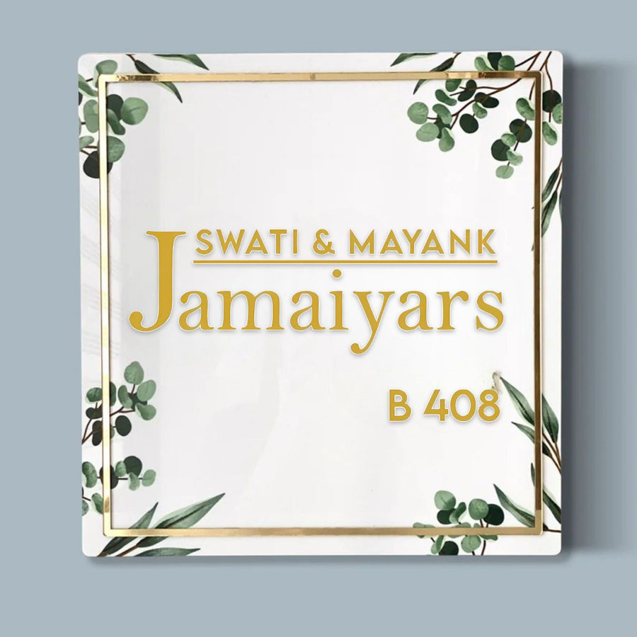 Personalised Acrylic Classy Square Nameplate Copy - Front View Name Personalization Example