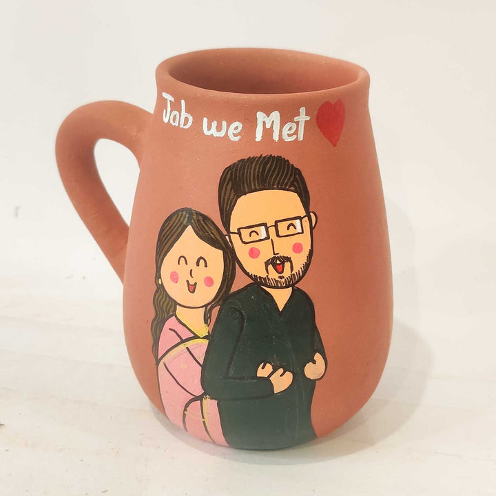 First Date Anniversary | Personalised Terracotta Mugs with Photo Based Caricatures