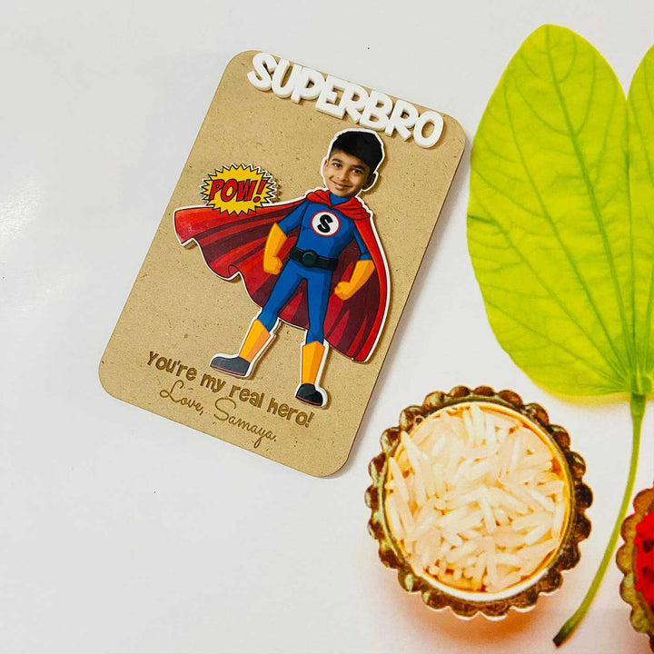 Photo Personalized Handmade Super Hero Theme Mdf Wood Fridge Magnet For Brother