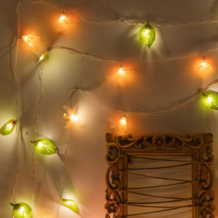 Handmade Crochet Radiant Orange Floral Design Felt Fairy Light