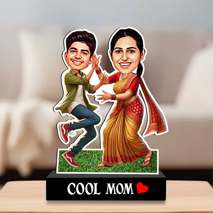 Photo Personalized "Cool Mom" MDF Wood Caricature Cutout For Mothers