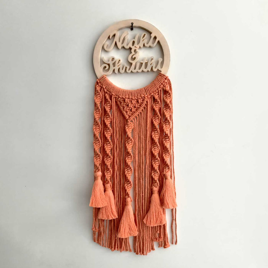 Personalized Multicolour Macrame Name Plate - Mounted on Wall with Personalized Name