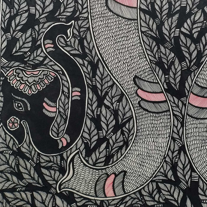 22 x 30 Inch | Elephant's Trunk | Original Hand Painted Madhubani Painting | Natural Pigments On Paper