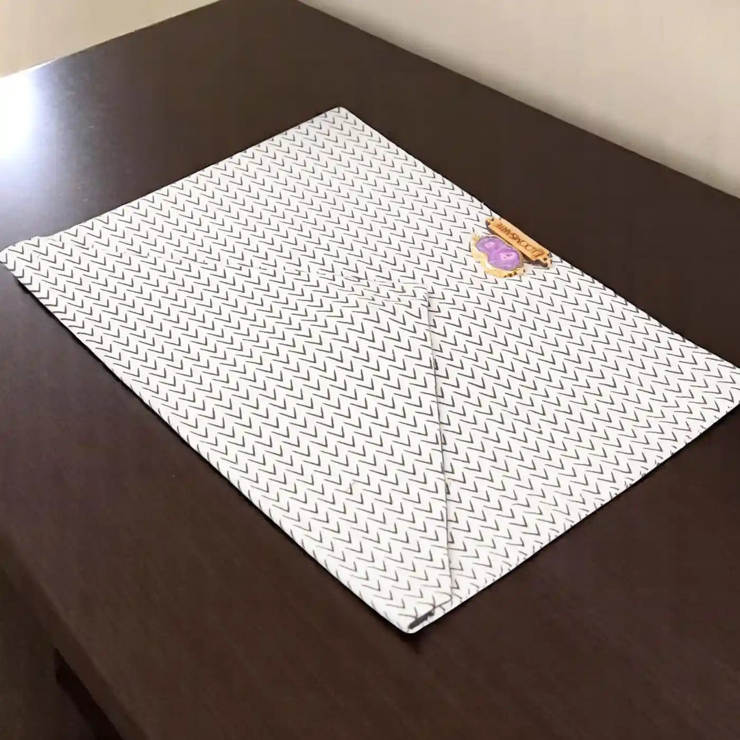 Black And White Cotton Ecofriendly iPad Envelope Sleeve With Agate | 12 x 9 inch