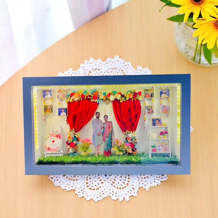 12 x 20 Inches | Photo Personalized Handmade Wedding Theme MDF Wood Decorative Plaque With Lights