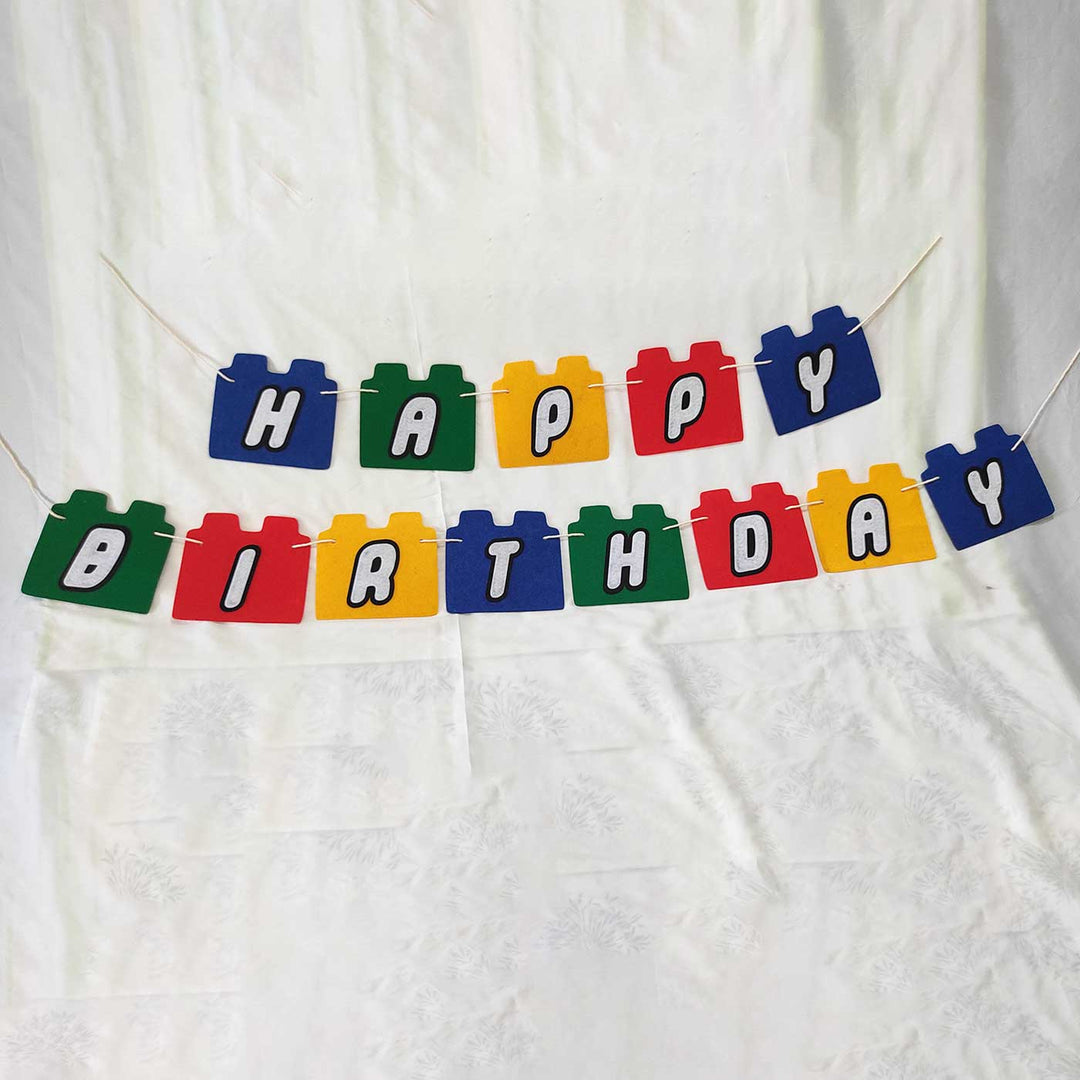 Handmade Lego Theme Felt Happy Birthday Banner