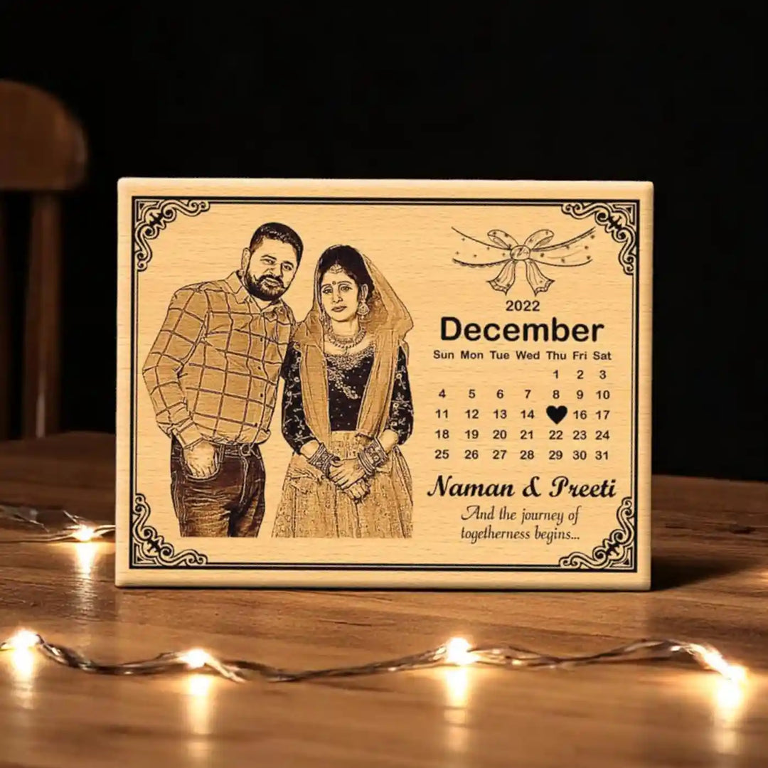 Photo Personalized Handmade Anniversary Calendar Wooden Decorative Plaque