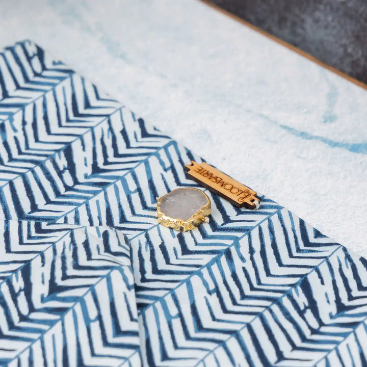 Blue Zebra Cotton Lightweight & Durable Ecofriendly iPad Envelope Sleeve With Agate | 12 x 9 inch