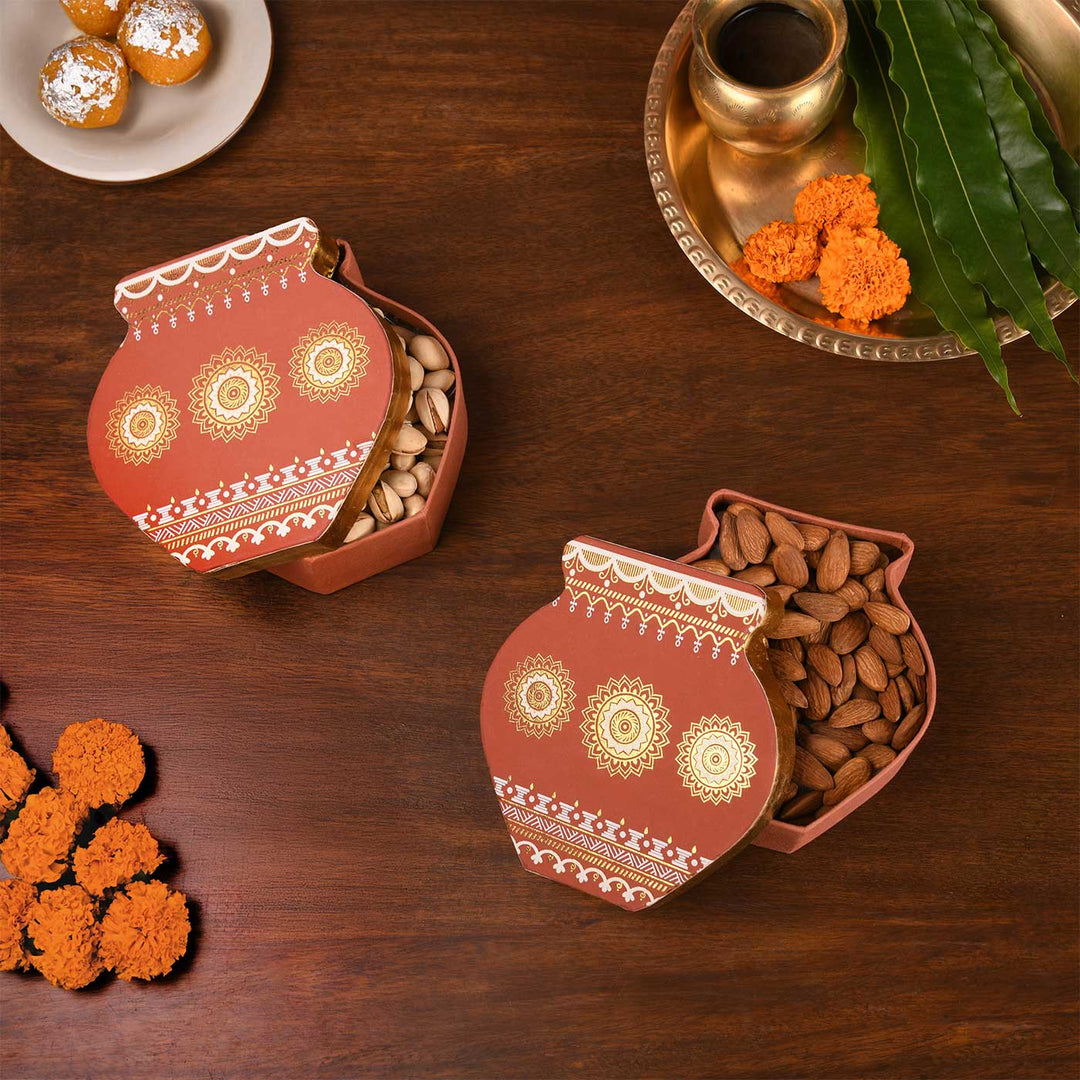 Handmade Kalash Shaped Paper Gift Box | Set Of 2