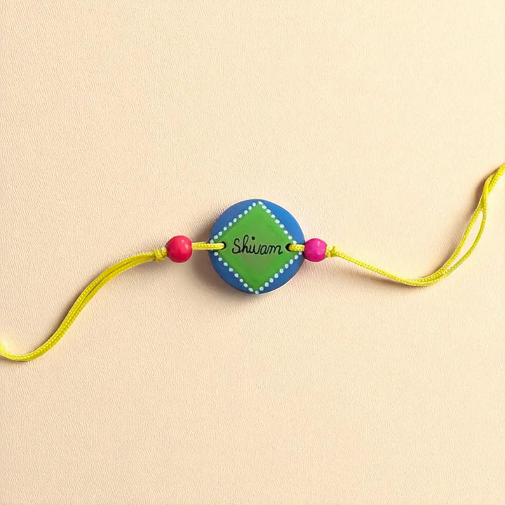 Personalized Hand-Painted Round Minimalist Terracotta Rakhi