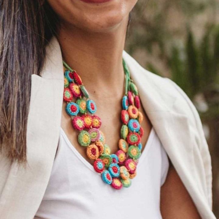 Handmade Crochet Multicolor Mela Layered Necklace