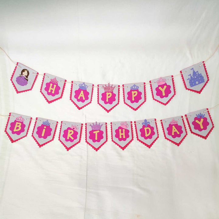Handmade Princess Theme Felt Happy Birthday Banner