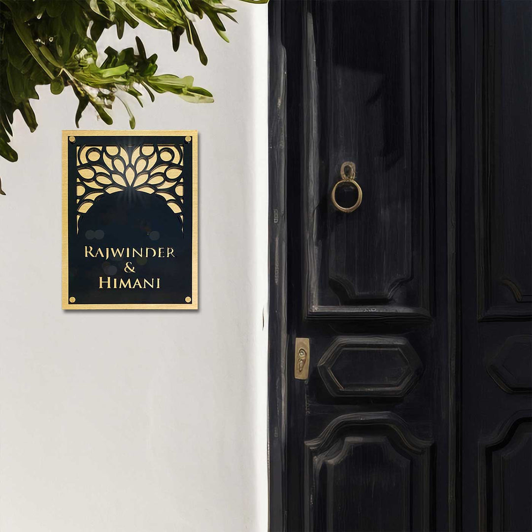 Personalized Shiny Gold Acrylic Name Plate - Mounted Beside Door on Wall