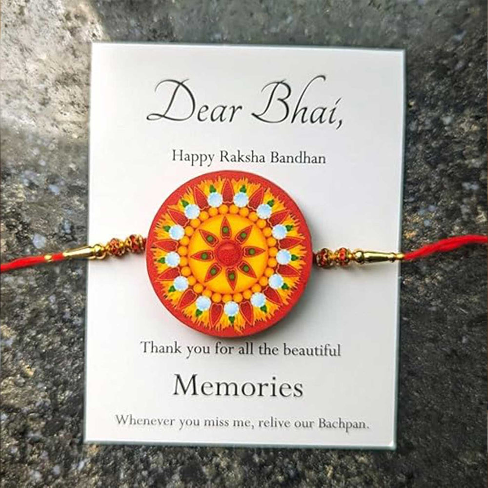 Photo Personalized Printed Unique Pop Up Acrylic Rakhi - Front View with Text Background