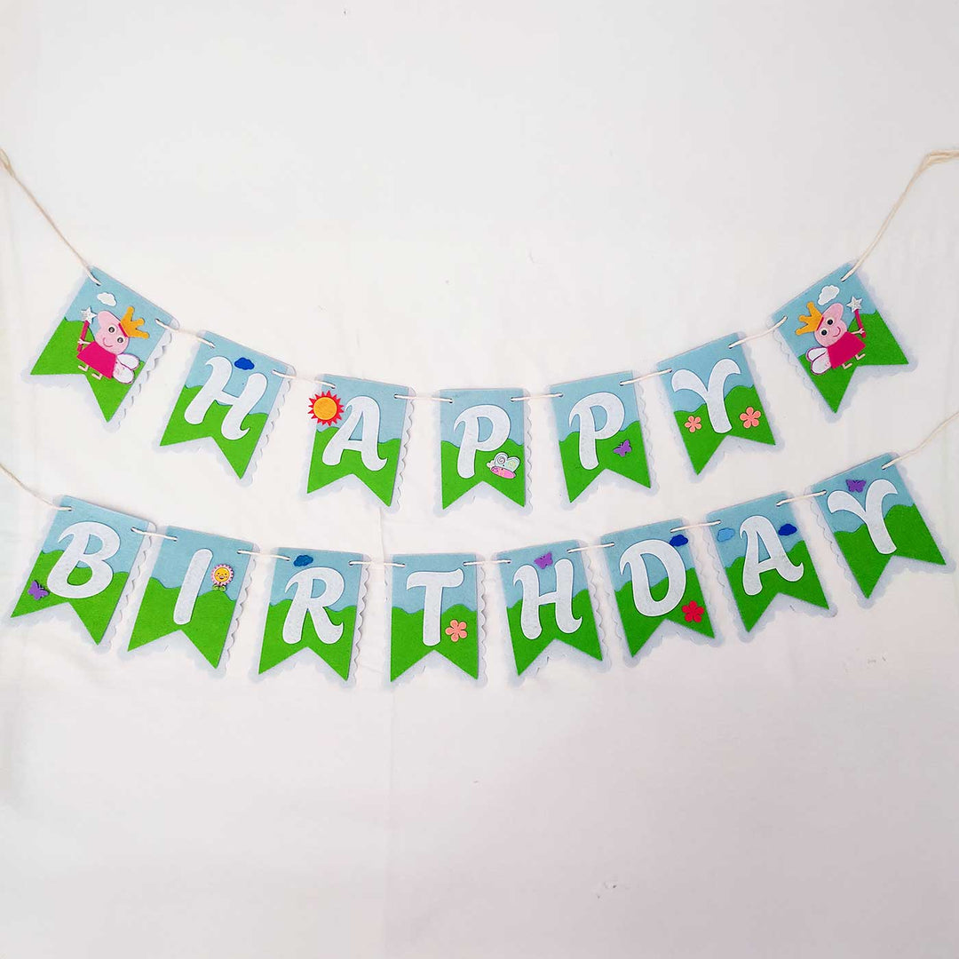 Handmade Peppa Pig Theme Felt Happy Birthday Banner