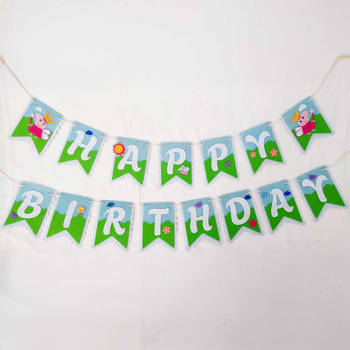 Handmade Peppa Pig Theme Felt Happy Birthday Banner