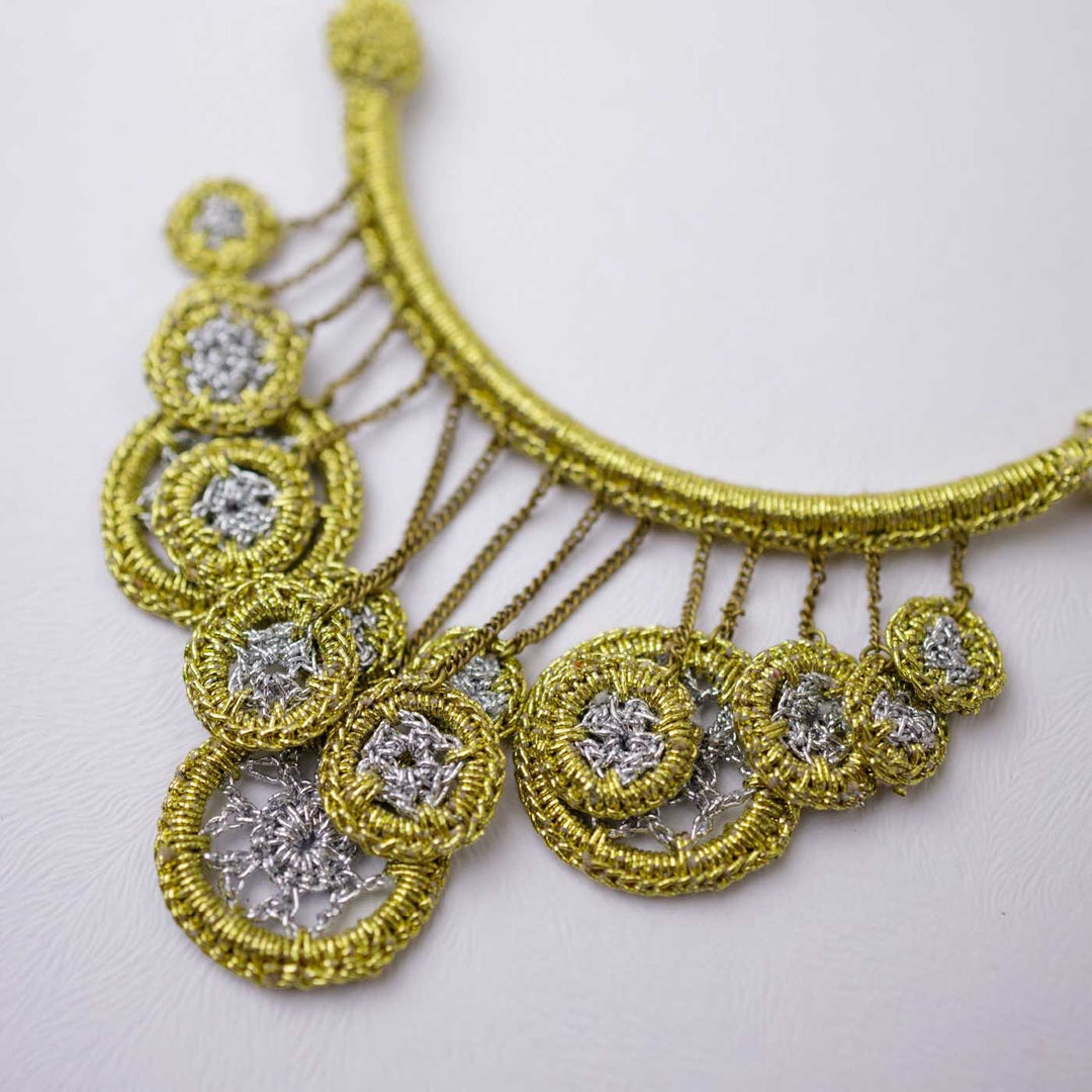 Handmade Crochet Shimmer Araa Necklace
