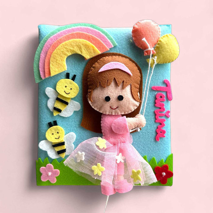 Personalized 3D Girl with Balloons Theme Felt Photo Album For Kids