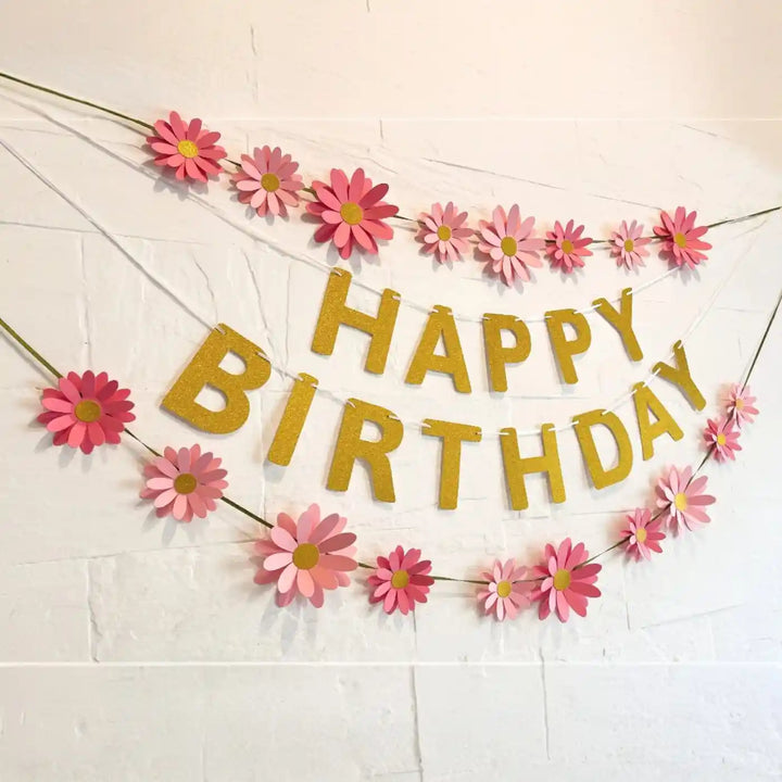 Eco-Friendly Daisy Design Happy Birthday Paper Bunting