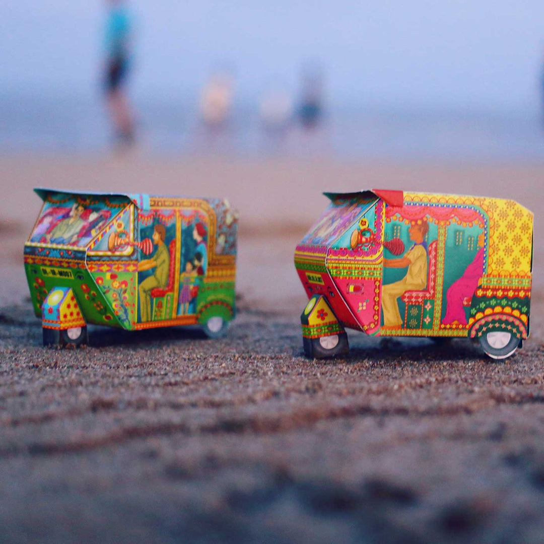 Handmade Printed Bombay Auto Rickshaw Box Paper DIY Kit
