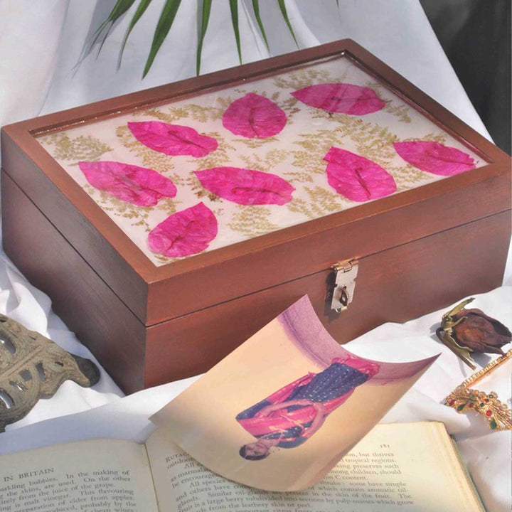 Personalized Bougainvillea Mornings Wooden Trinket Box