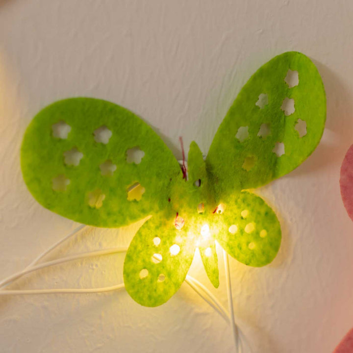 Handmade Crochet Vivid Butterflies Design Felt Fairy Light