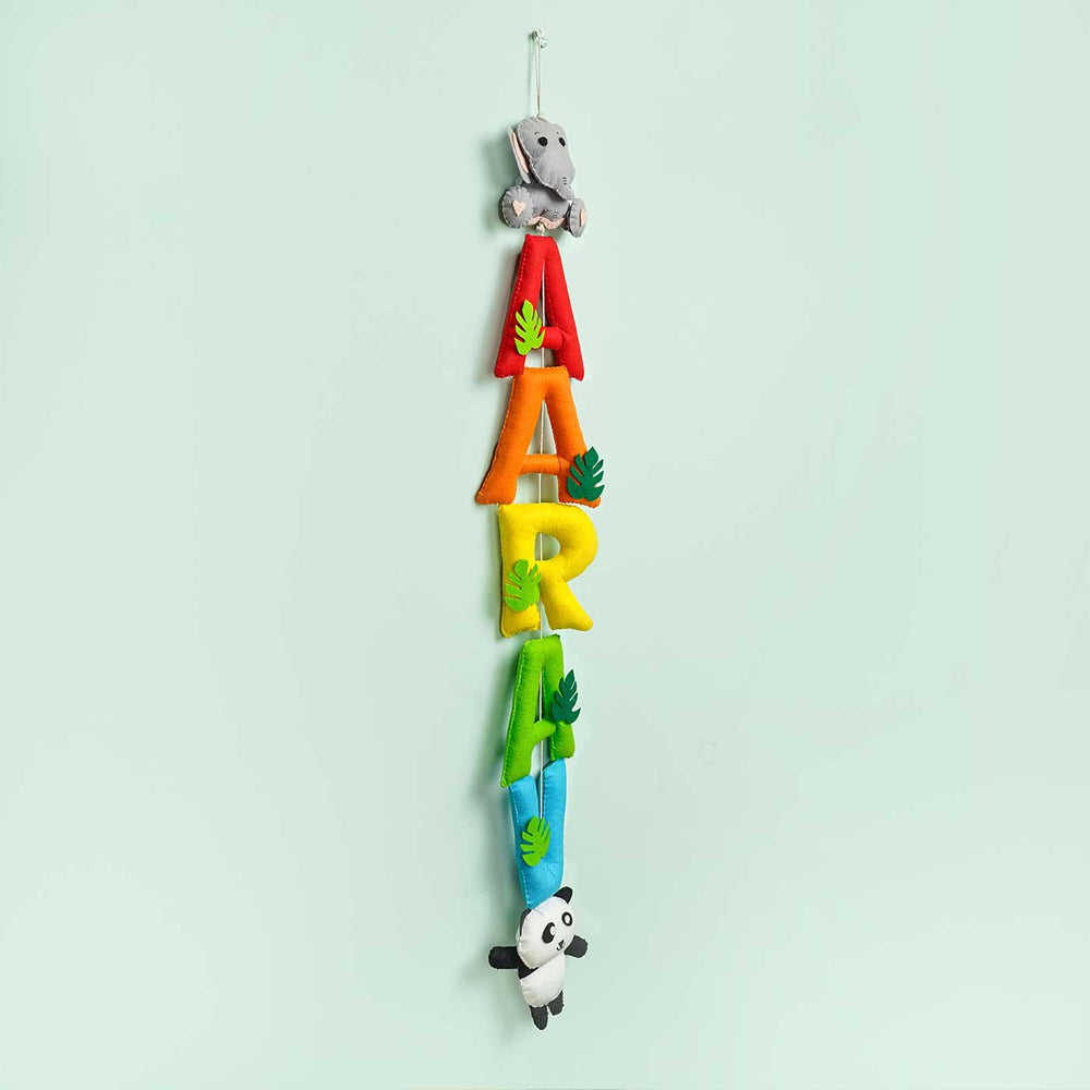 Handcrafted Personalized Ele And Panda Themed Bunting For Kids - Hanging on Wall Display