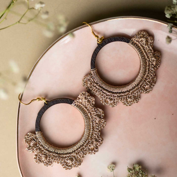 Handmade Crochet Shimmer Full Moon Earrings