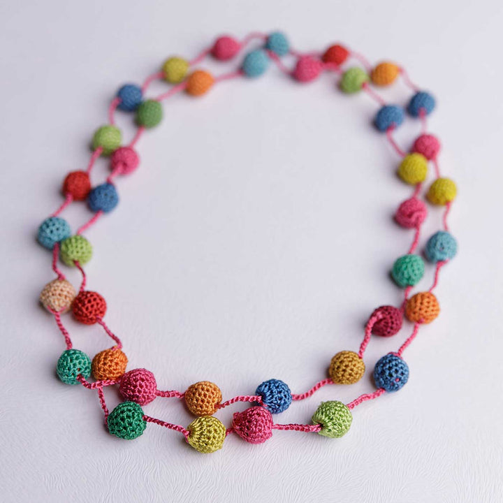 Handmade Crochet Multicolor Small Beads Mela Necklace