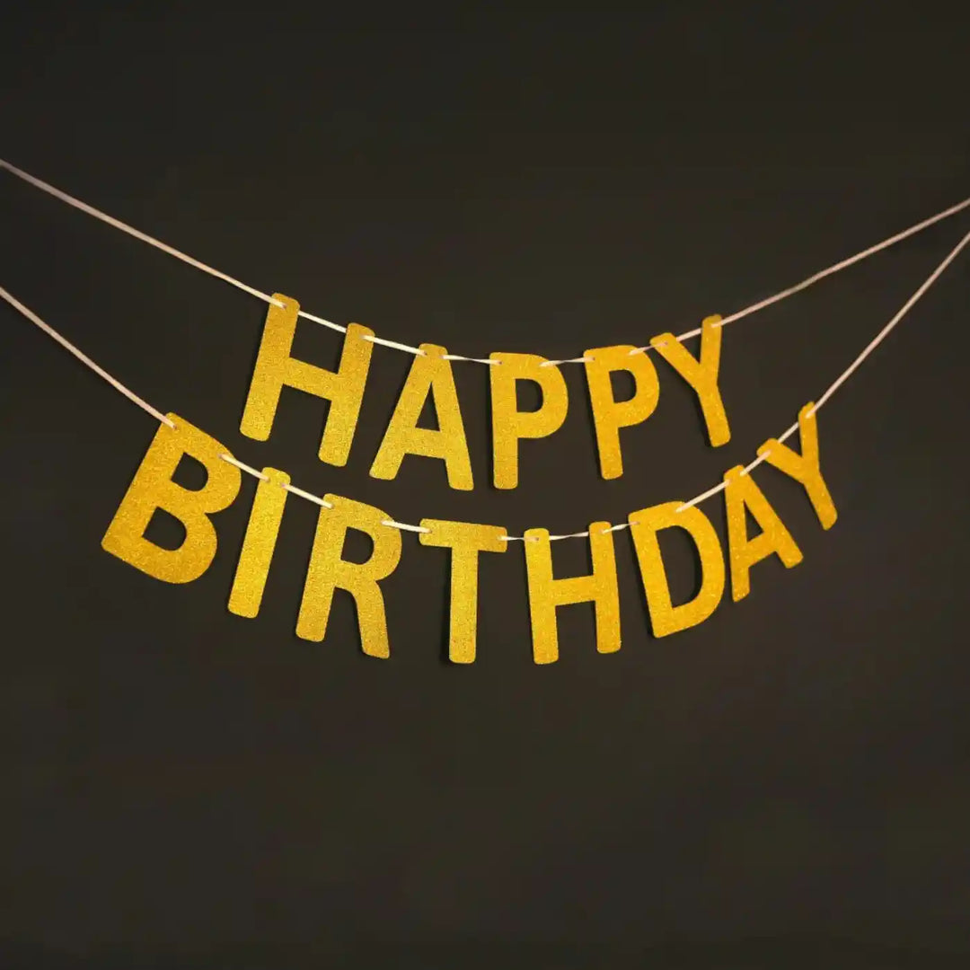 Golden Happy Birthday Theme Paper Bunting