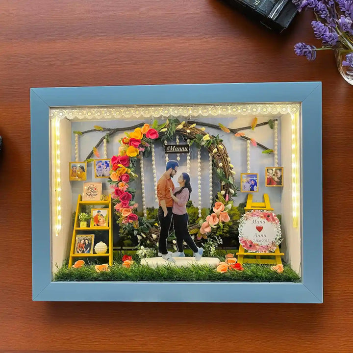 12 x 16 Inches | Photo Personalized Handmade Wedding Theme MDF Wood Decorative Plaque With Lights