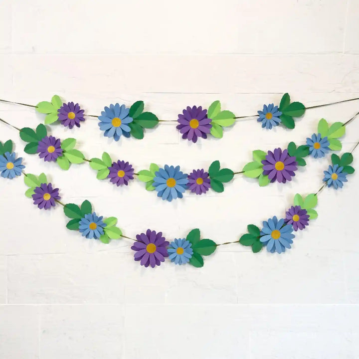 Eco-Friendly Daisy Flower And Leaves Design Paper Bunting