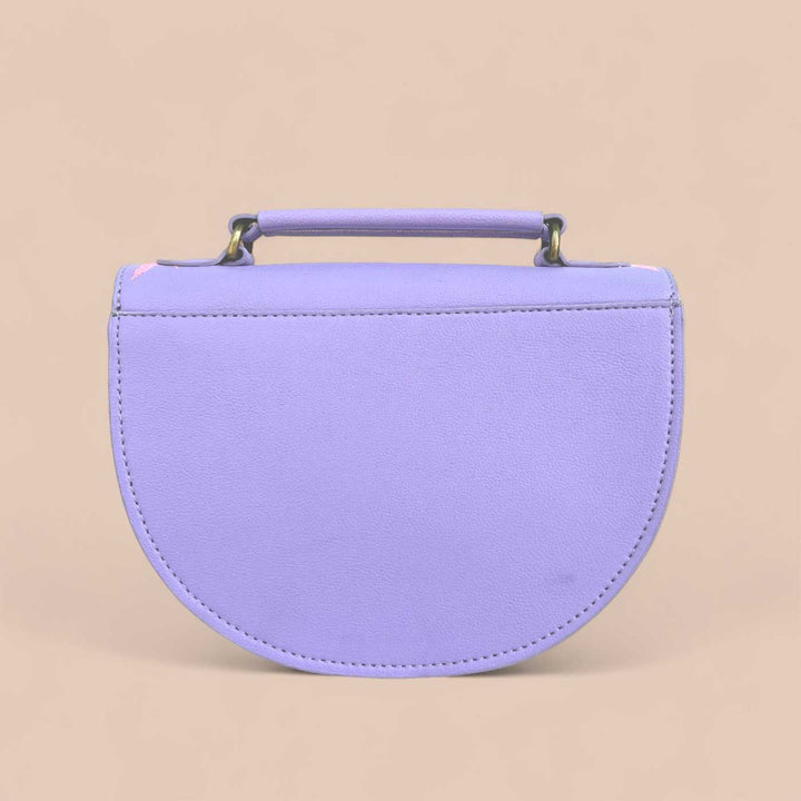 Handmade Embroidered Flower Design Purple Rexine Sling Bag