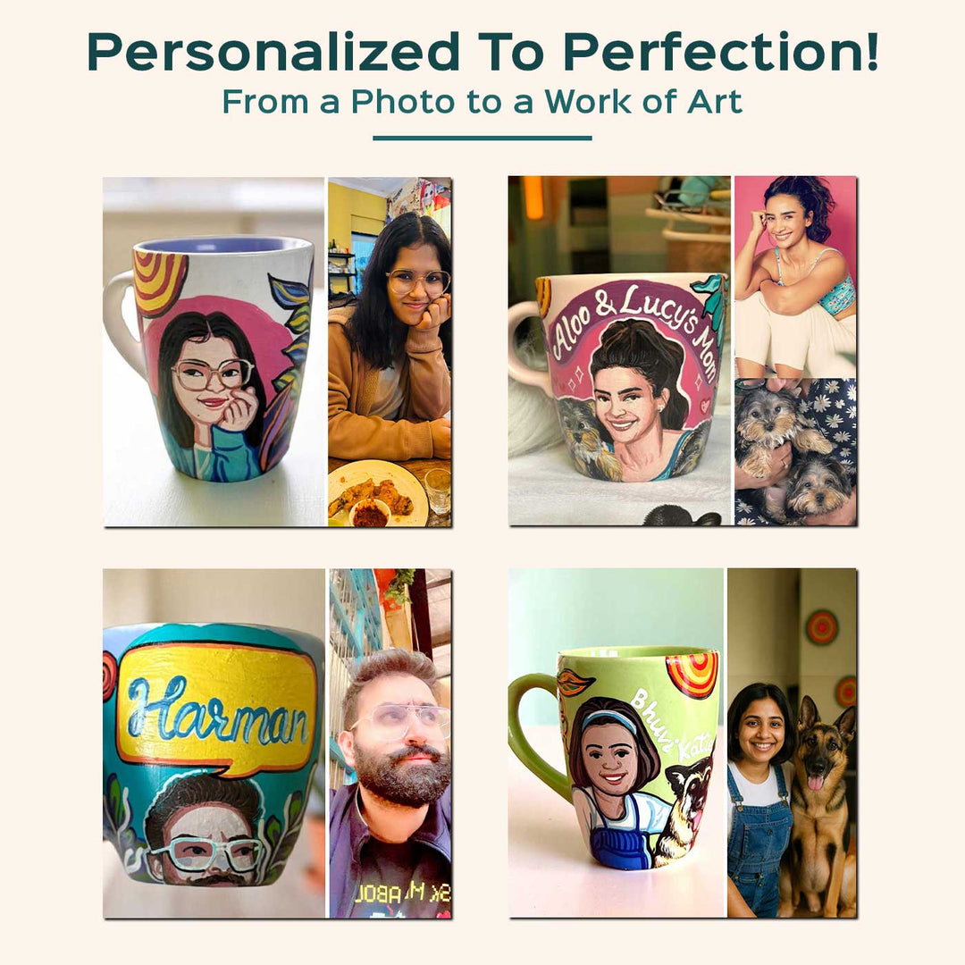 Photo Personalized Hand-Painted Pop Art Illustrated Caricature Mug | 300 ML