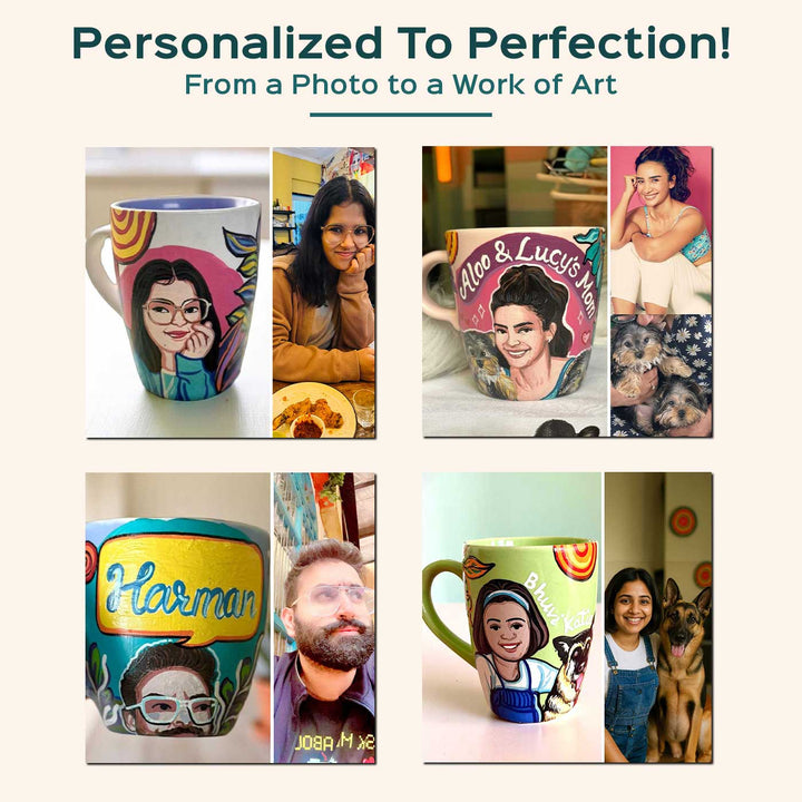Photo Personalized Hand-Painted Pop Art Illustrated Caricature Mug | 300 ML