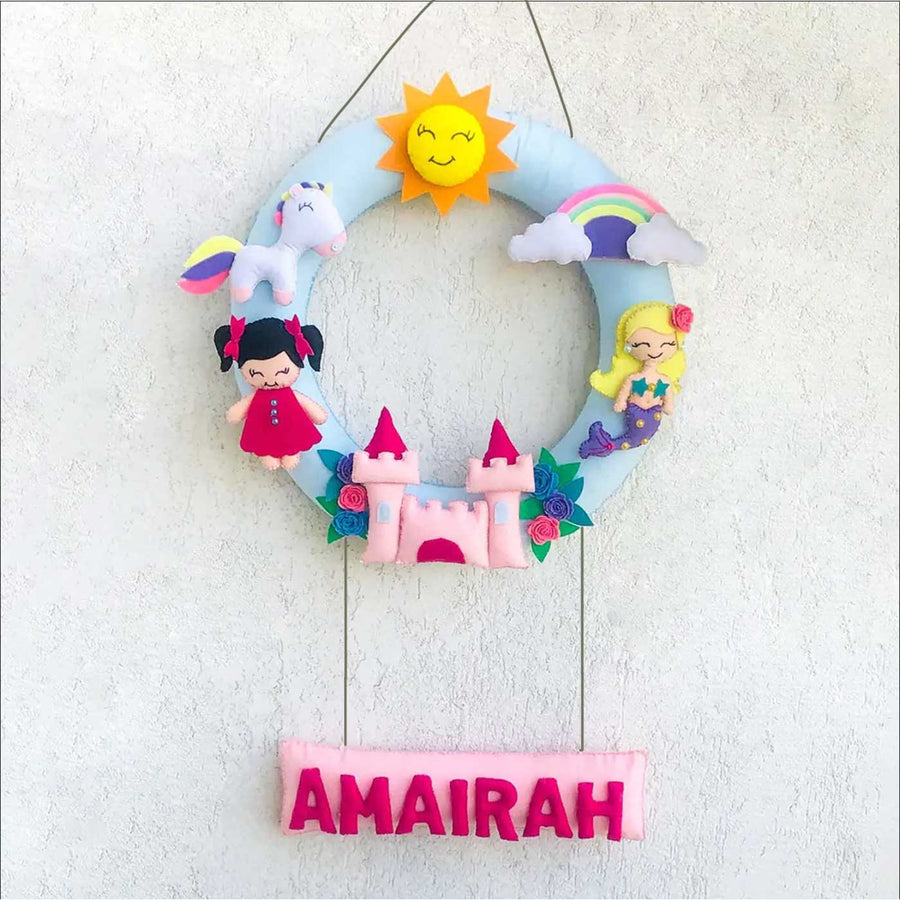 Handmade Personalized Princess Themed Felt Kids Name Hanging - Hanging with Personalized Name